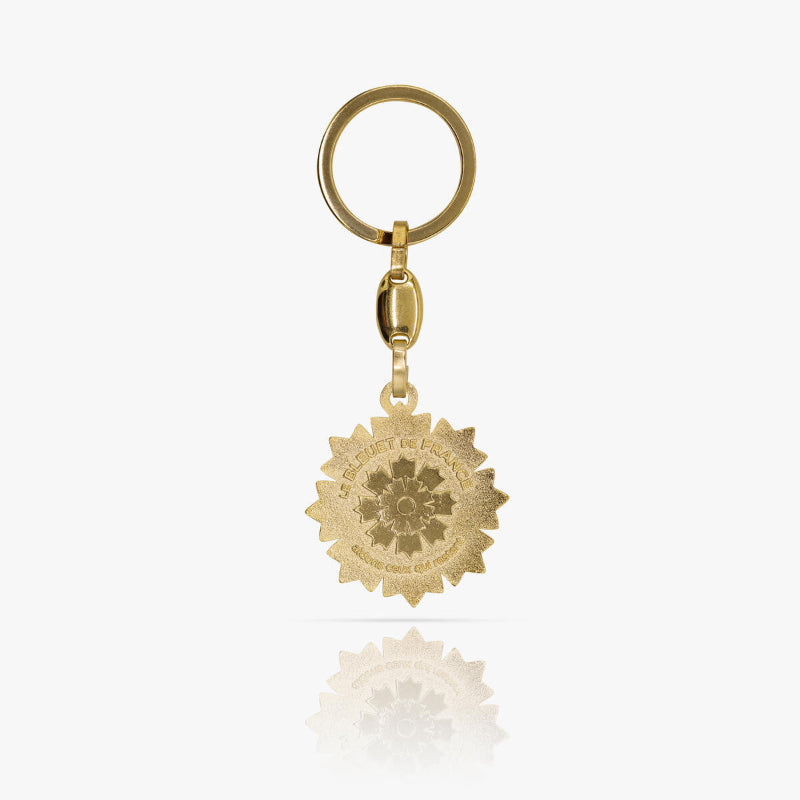 Bleuet de France porte-clés doré 38mm fabriqué en France
