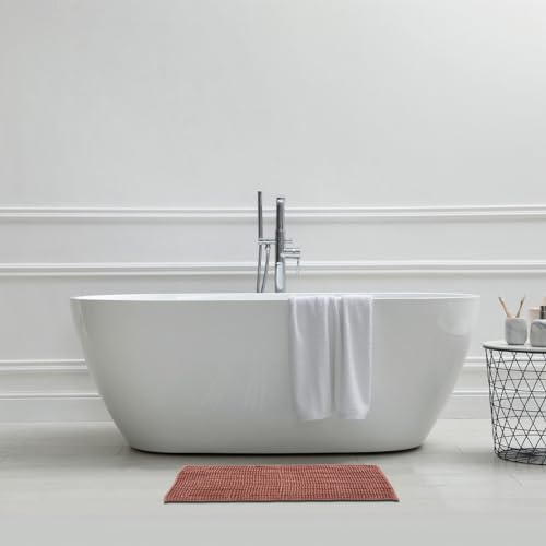 LEVASSEUR Stripy tapis de bain chenille rose uni 50x70cm