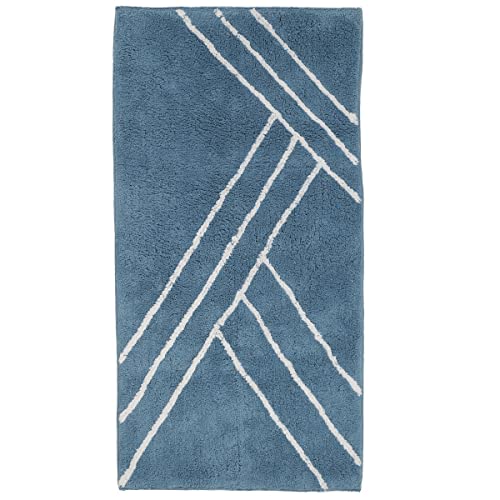 Levasseur Neo Tapis de bain coton 60x120cm bleu géométrique