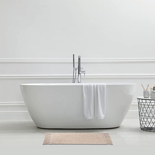 LEVASSEUR Salle de bain tapis de bain coton franges 50x80cm