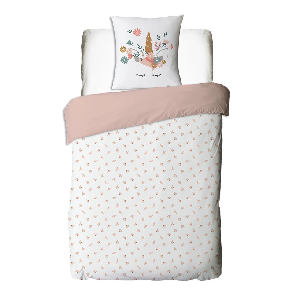 Levasseur Kids Licorne parure lit enfant rose 140x200cm