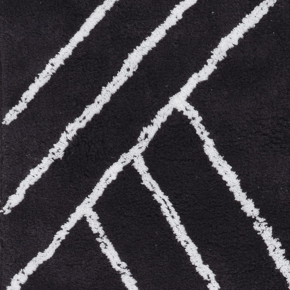 LEVASSEUR Neo Tapis de bain coton noir géométrique 60x120cm