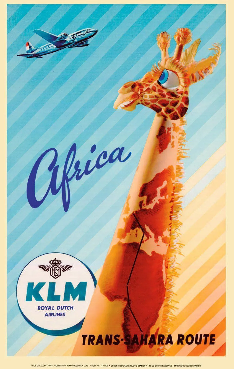 Air France AK06 Trans Sahara Africa affiche 50x70 vintage