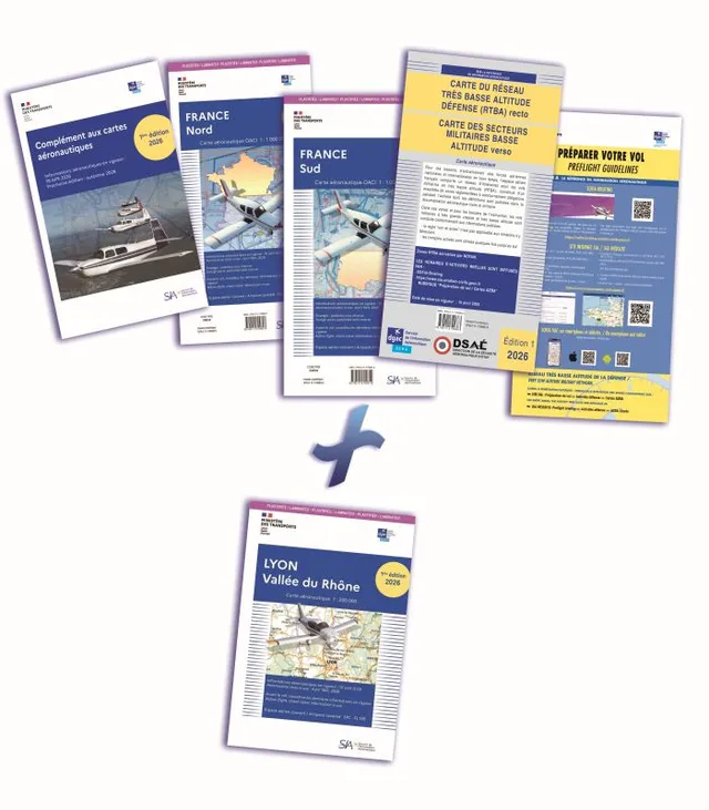 SIA Documents VFR 2026 + carte Lyon plastifiée