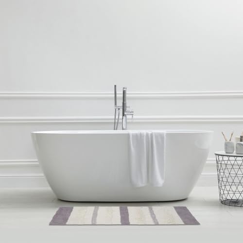 LEVASSEUR Tapis de Bain 60x120cm Blanc Chris Coton