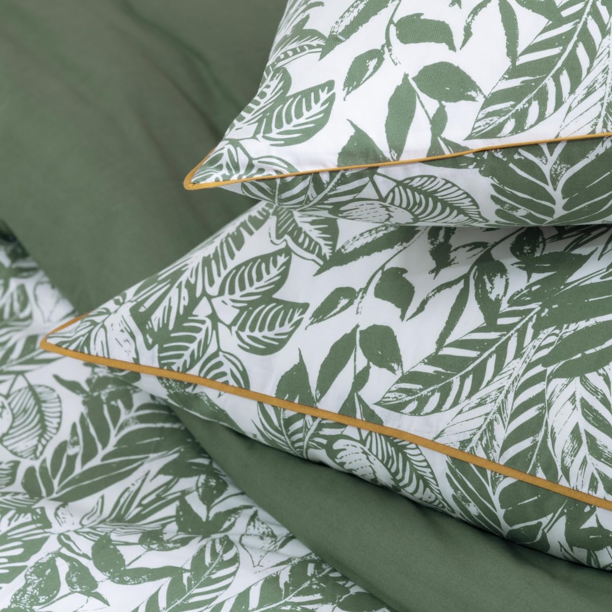 Levasseur Linge de lit Mangrove parure coton vert 260x240