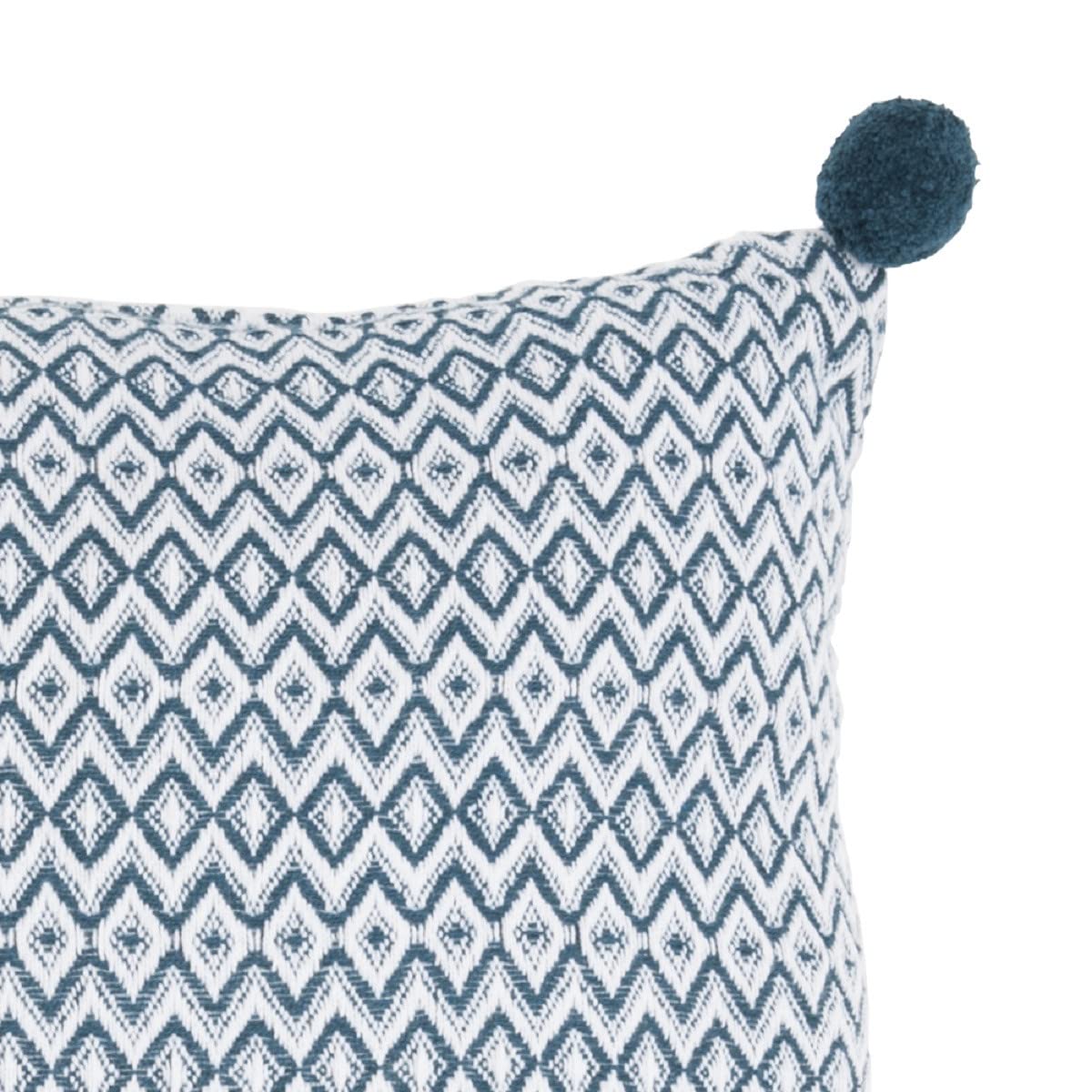 LEVASSEUR Salon & Chambre Holi Coussin pompons 40x40cm bleu