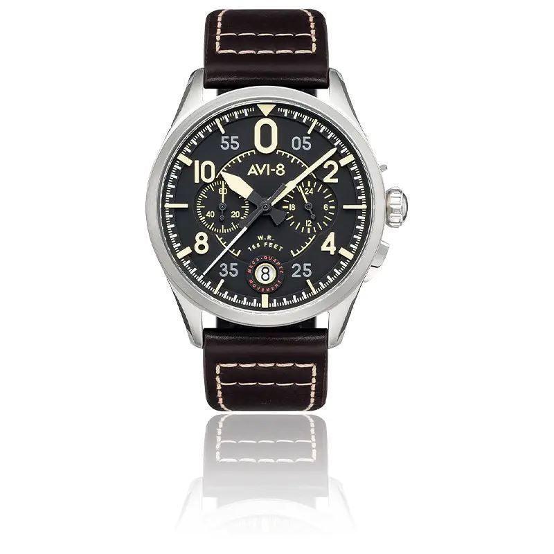 La Boutique du Pilote Montres AVI-8 Spitfire montre acier noir 42 mm