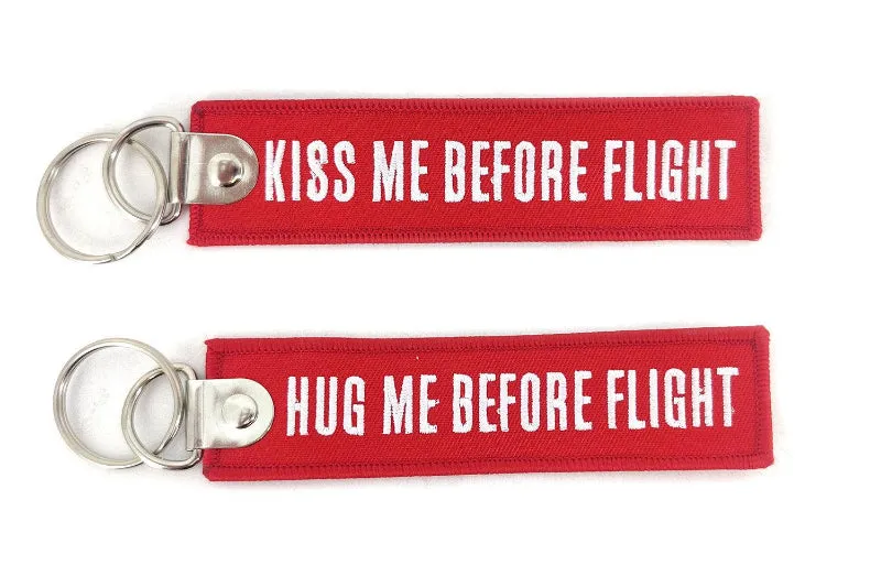 Hug Me Before Flight porte-clés flamme rouge brodé