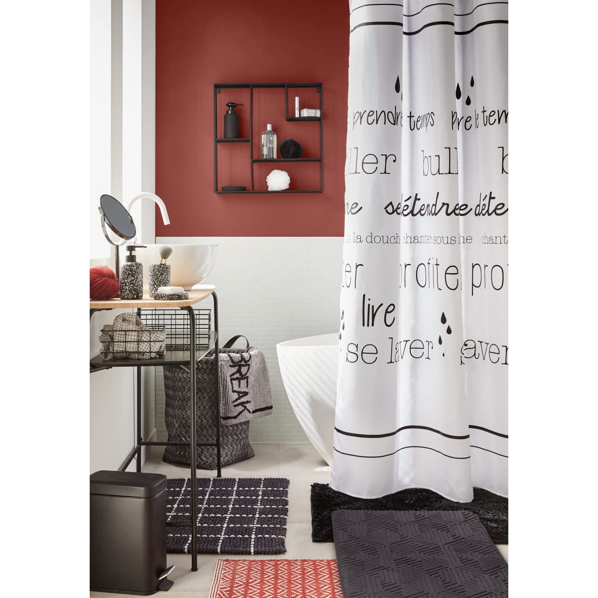 Levasseur Shiny Tapis de Bain Noir 60x120cm Fil Doré