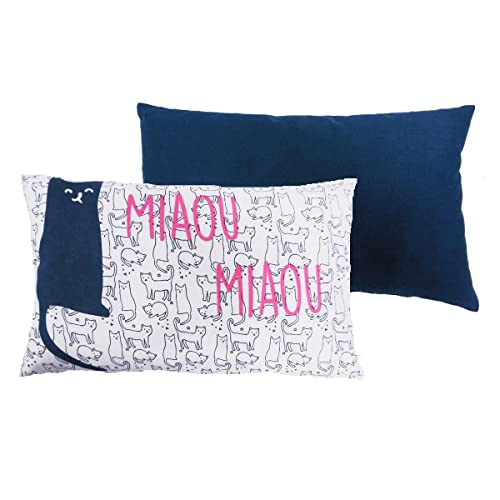 LEVASSEUR Kids Miaou Coussin enfant chat coton 30x50cm