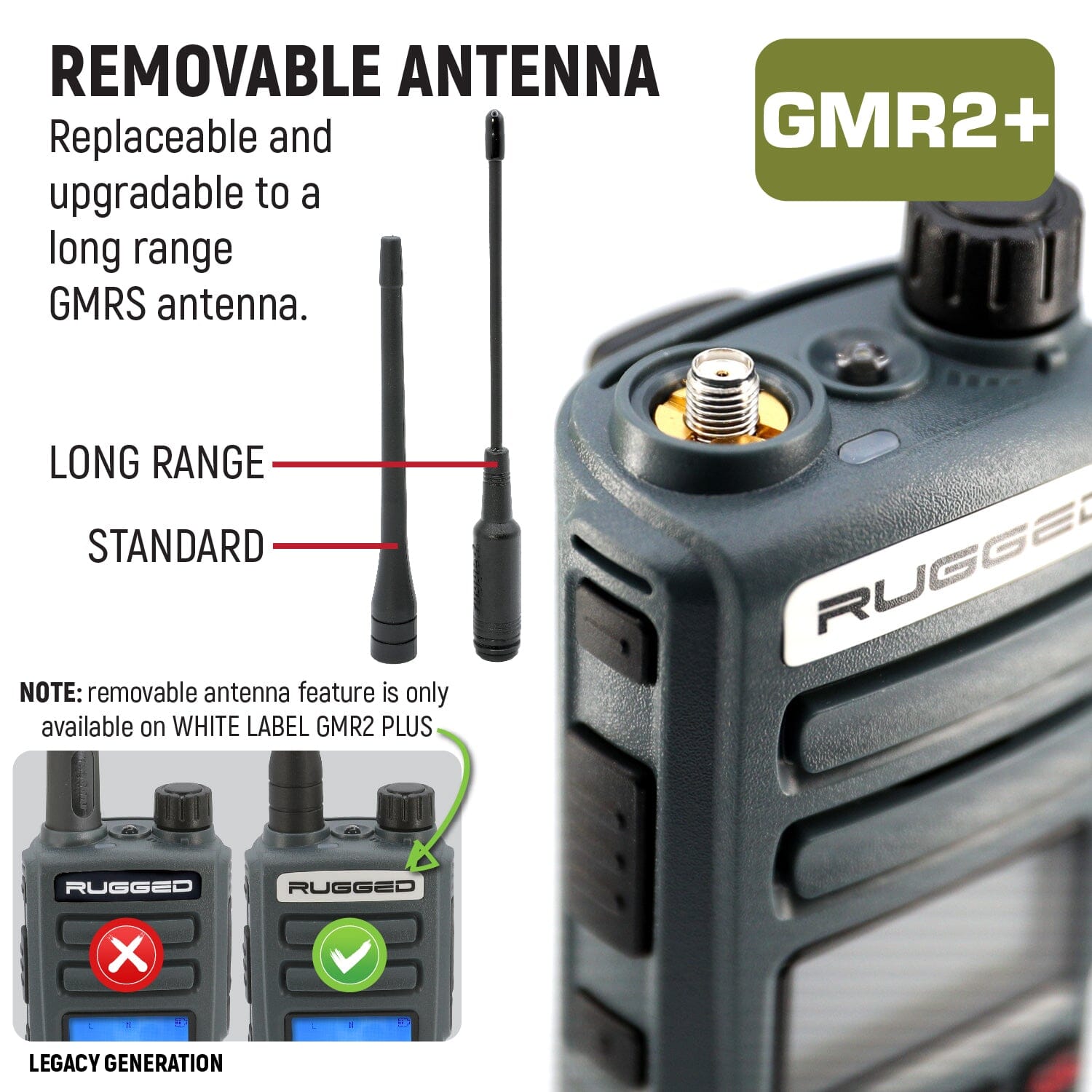 Rugged Air GMR2-PLUS talkie-walkie GMRS 22 canaux