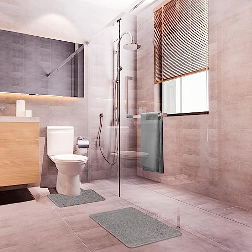 Levasseur Polynésie lot 2 tapis de bain gris 50x80 antidérapant