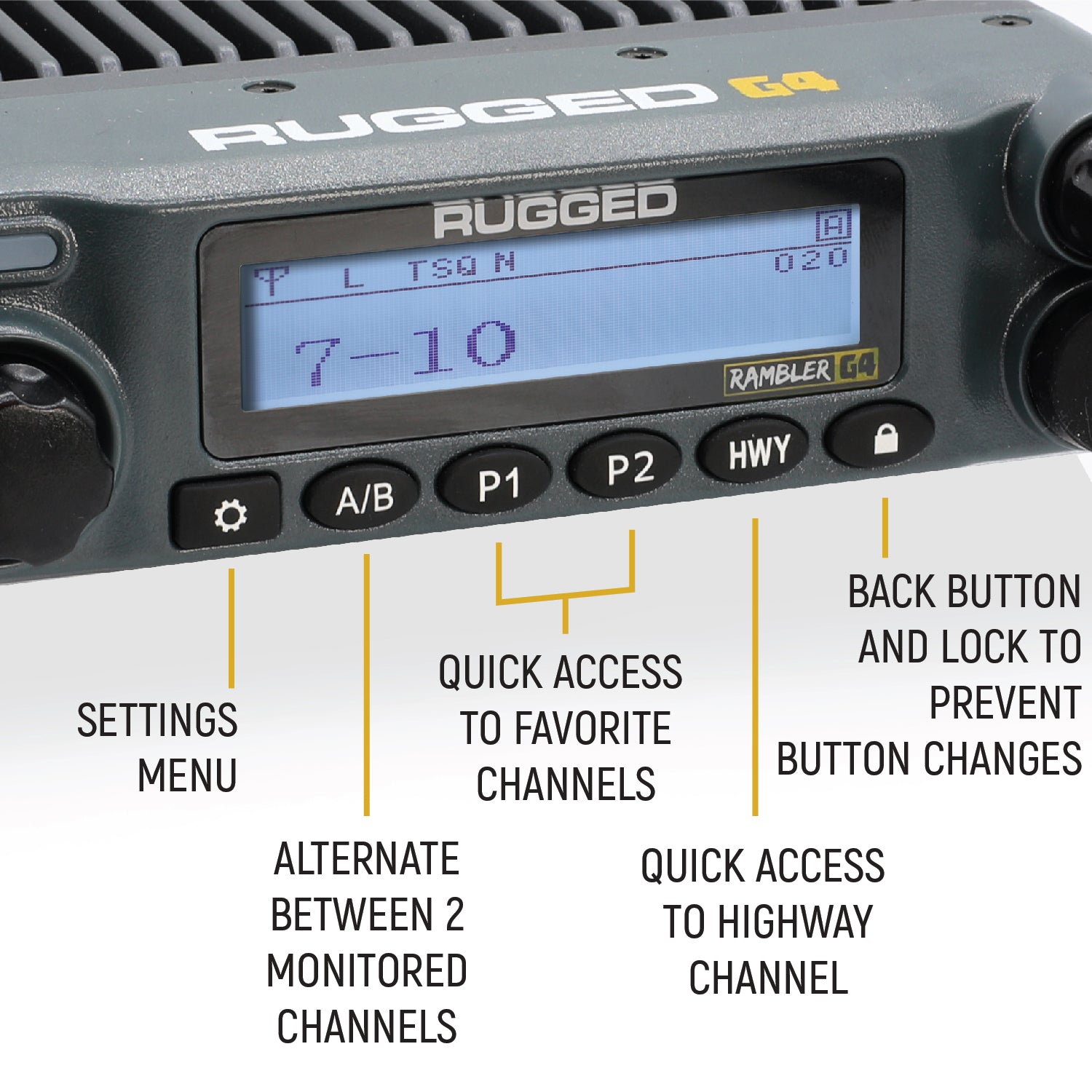 Rugged Air Rambler G4 Radio Mobile GMRS 50W Écran LED
