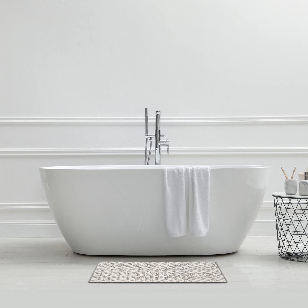 Levasseur Chevron Tapis de bain 50x80cm écru polycoton