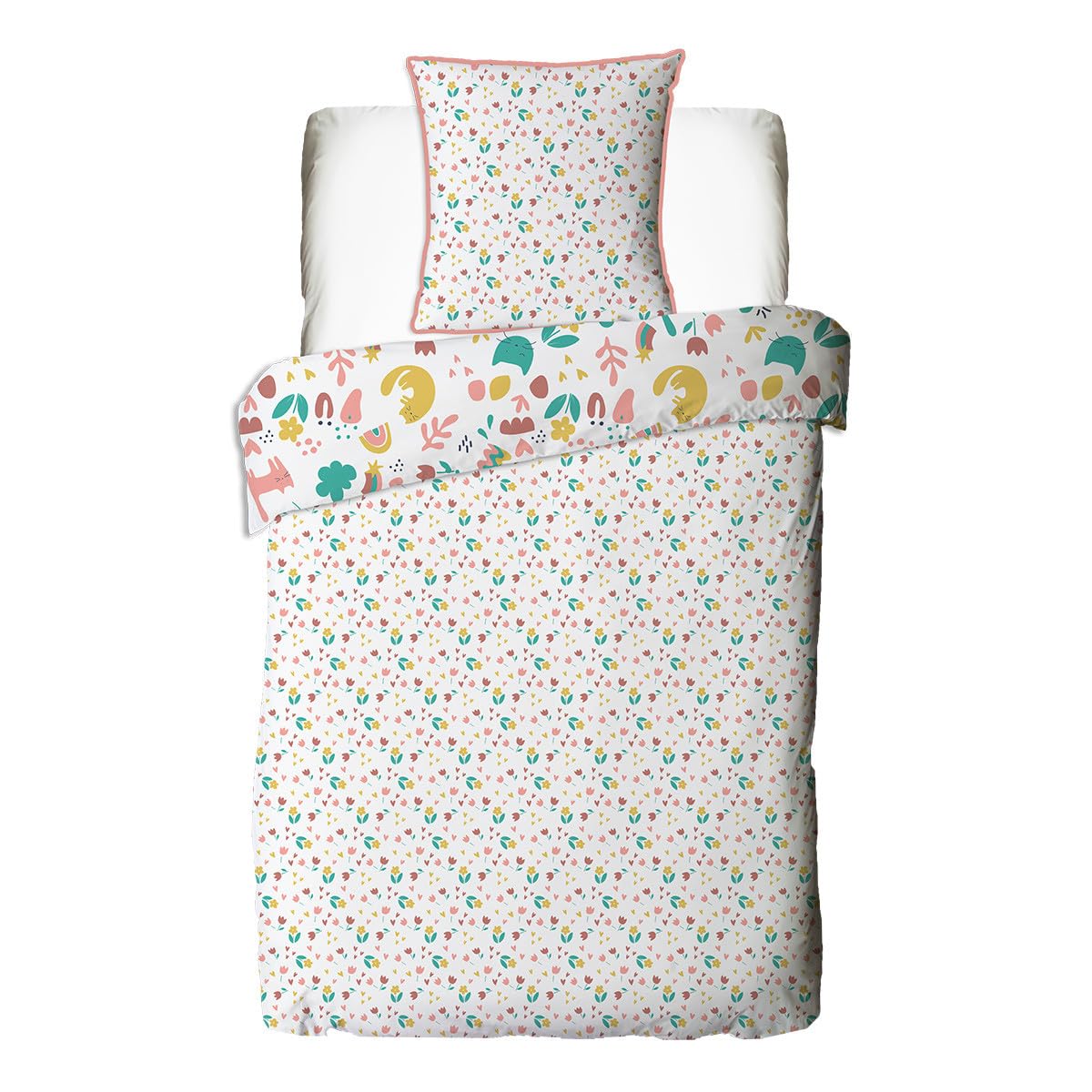 Future Home Kids Parure de Lit 140x200 Chat Fille Coton