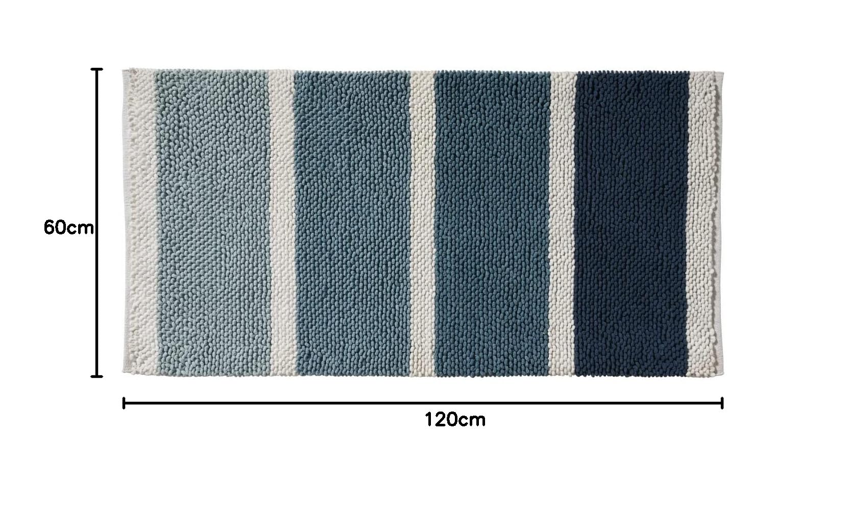 LEVASSEUR Salle de bain tapis de bain rayures bleu 60x120cm