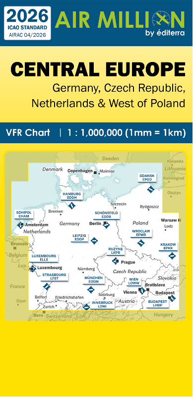 Editerra Air Million Europe Centrale carte 2026 1/1M