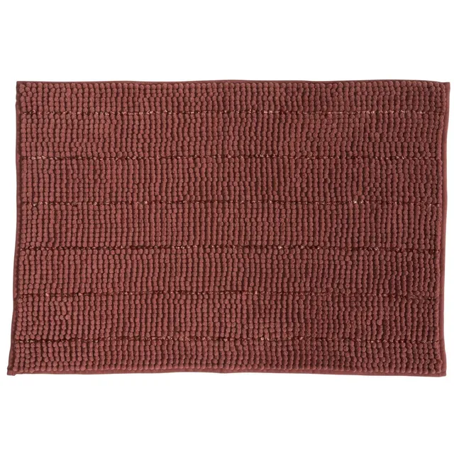 LEVASSEUR Stripy tapis de bain chenille rose uni 50x70cm