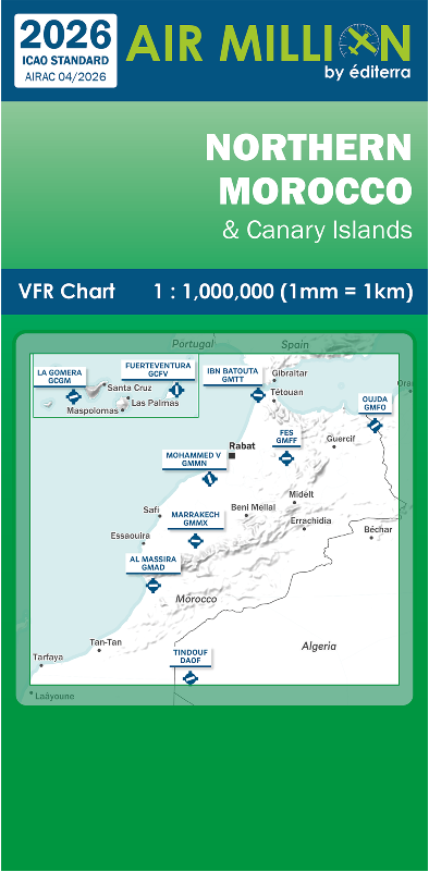 Editerra Carte Air Million Maroc 2026 carte aéronautique 1/1M