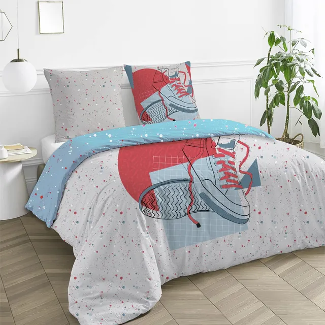 Future Home Cool Parure de Lit Coton Blanc Rouge 140x200cm