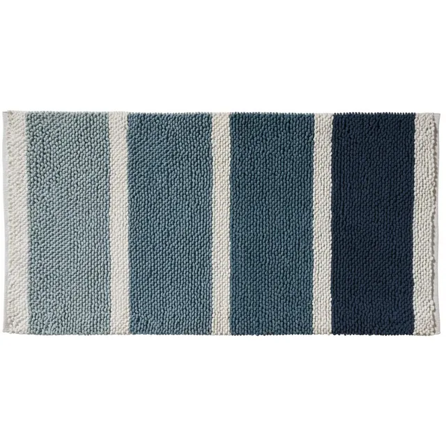 LEVASSEUR Salle de bain tapis de bain rayures bleu 60x120cm