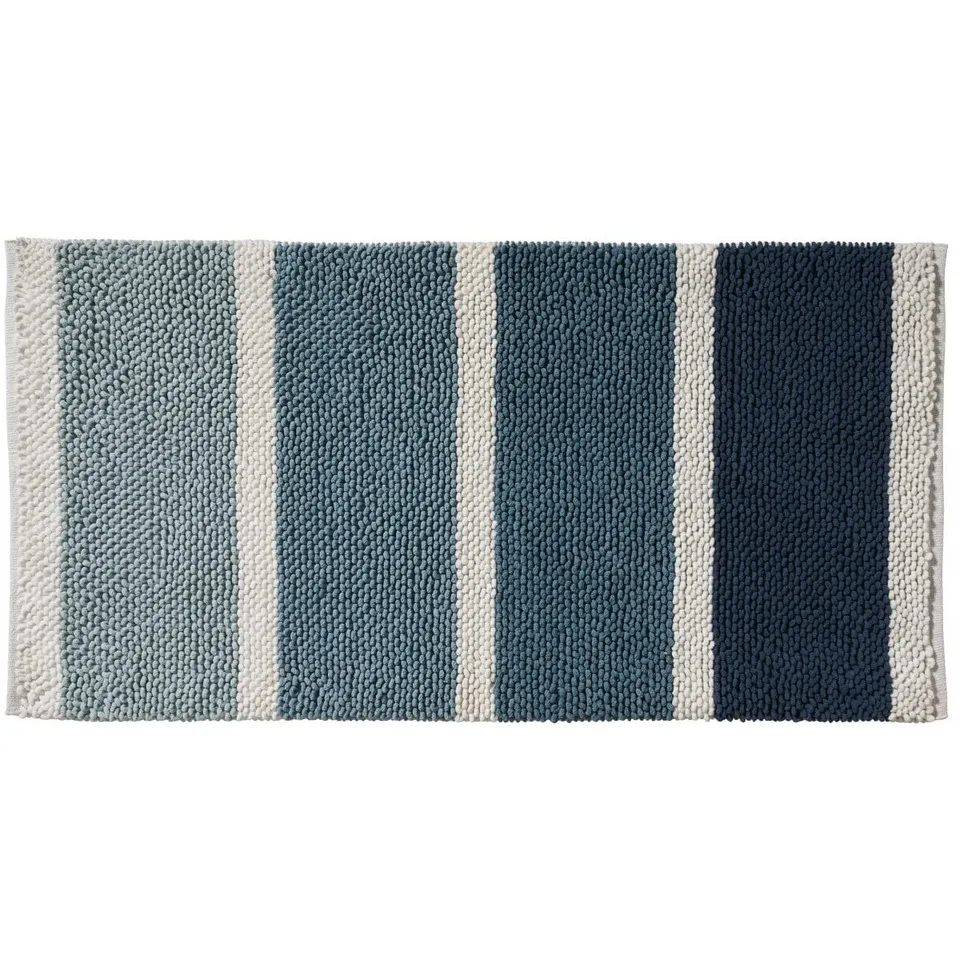 LEVASSEUR Salle de bain tapis de bain rayures bleu 60x120cm