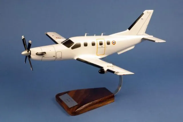 TBM 700 maquette avion en bois 1/28e socle acacia