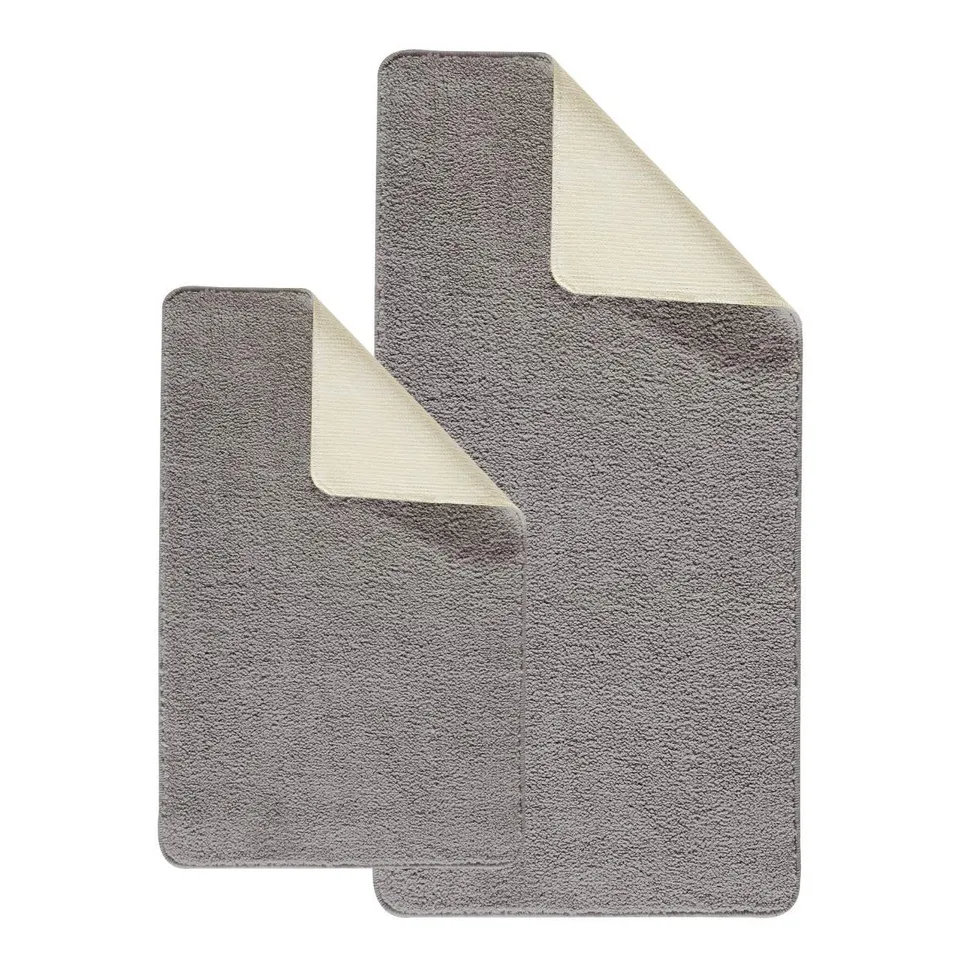 Levasseur Polynésie lot 2 tapis de bain gris 60x120 antiderspant