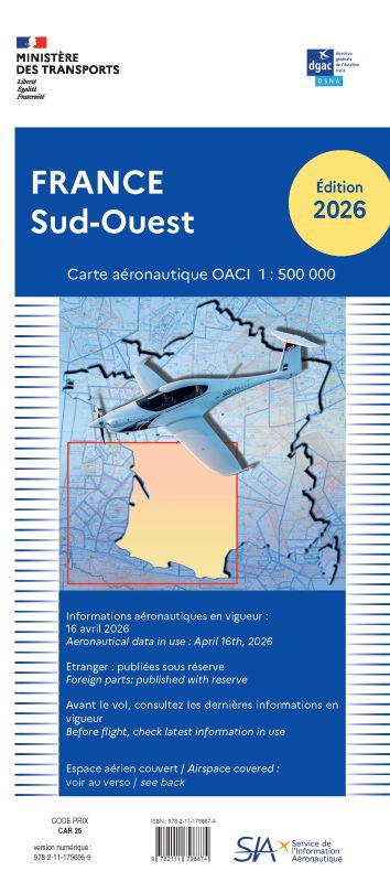 OACI Sud-Ouest 2026 Carte VFR 1/500 000