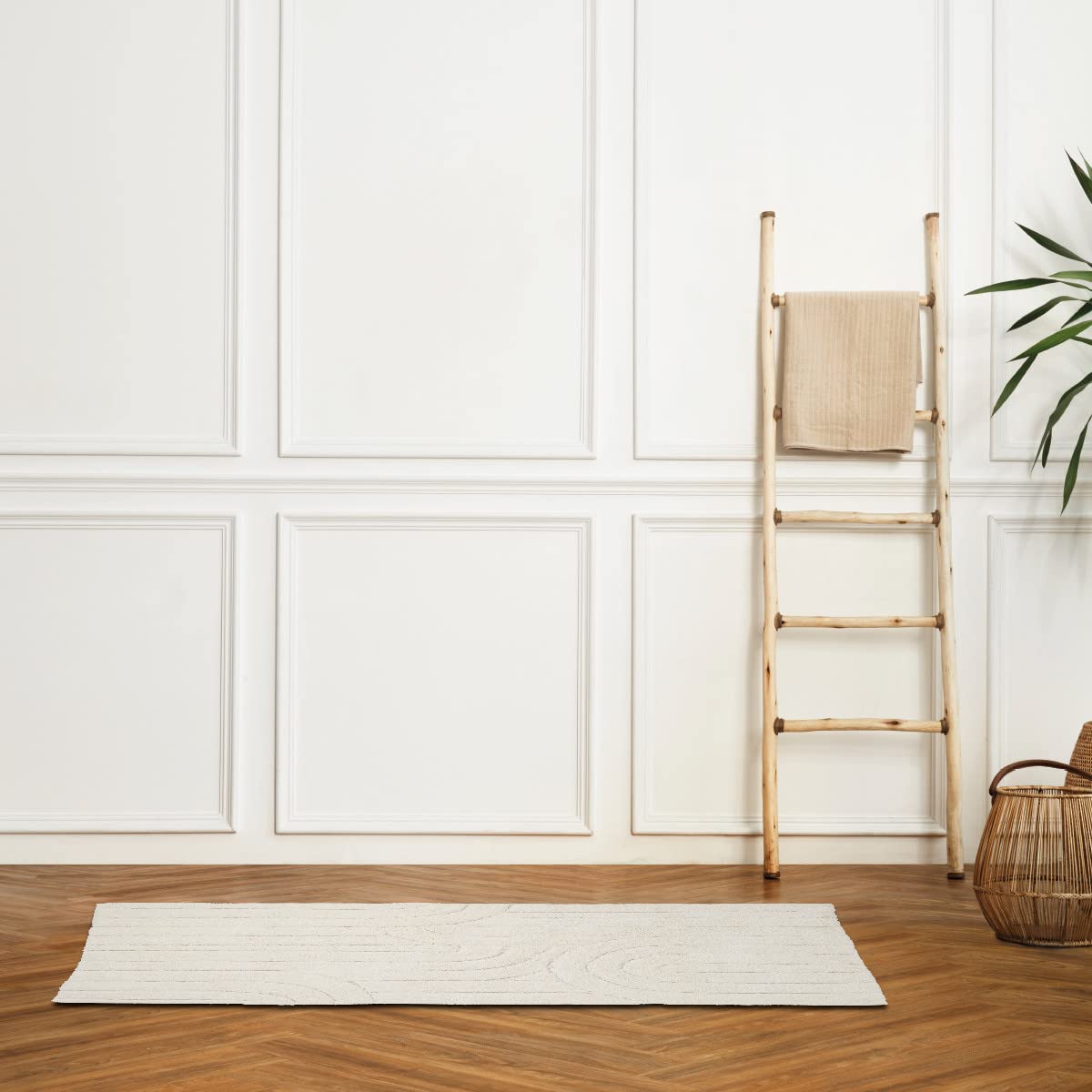 LEVASSEUR Tapis de Bain 60x120cm Arc Rétro Ivoire