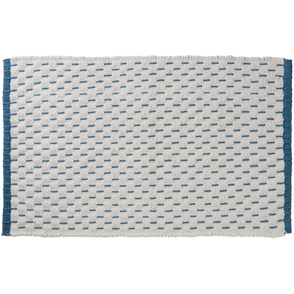 Levasseur Camino Tapis Coton 50x80 cm Pétrole Réversible