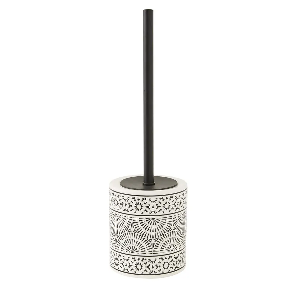 LEVASSEUR Tribu Brosse WC Porcelaine Blanc Noir Ethnique