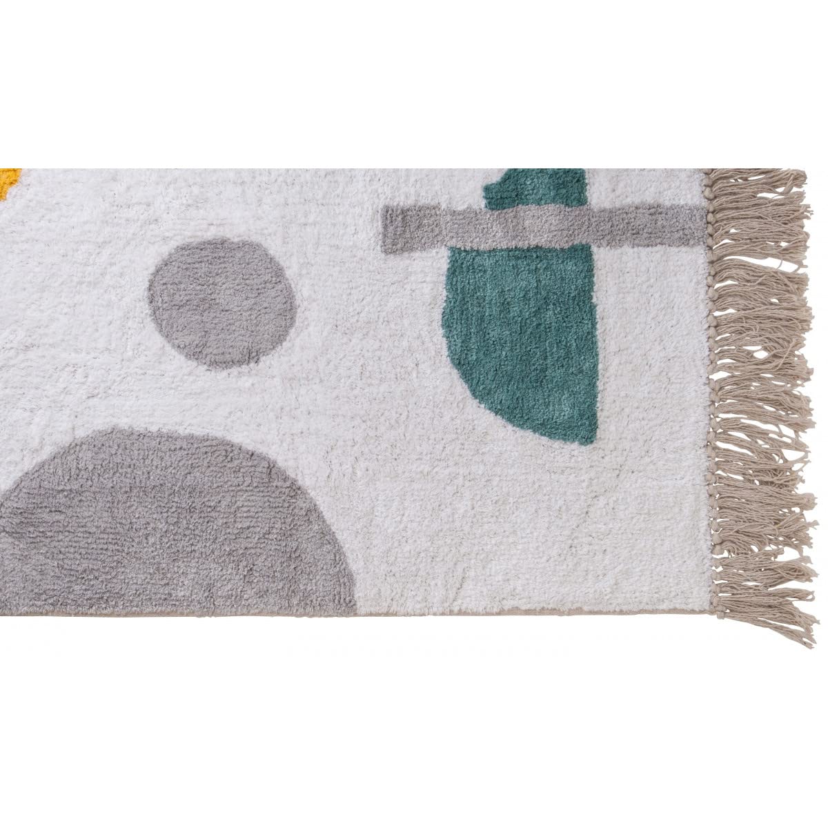LEVASSEUR Abstrait Tapis Coton à Franges Vert 60x120cm
