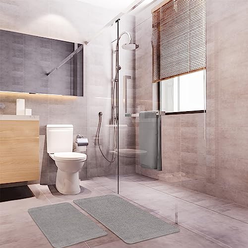 Levasseur Polynésie lot 2 tapis de bain gris 60x120 antiderspant