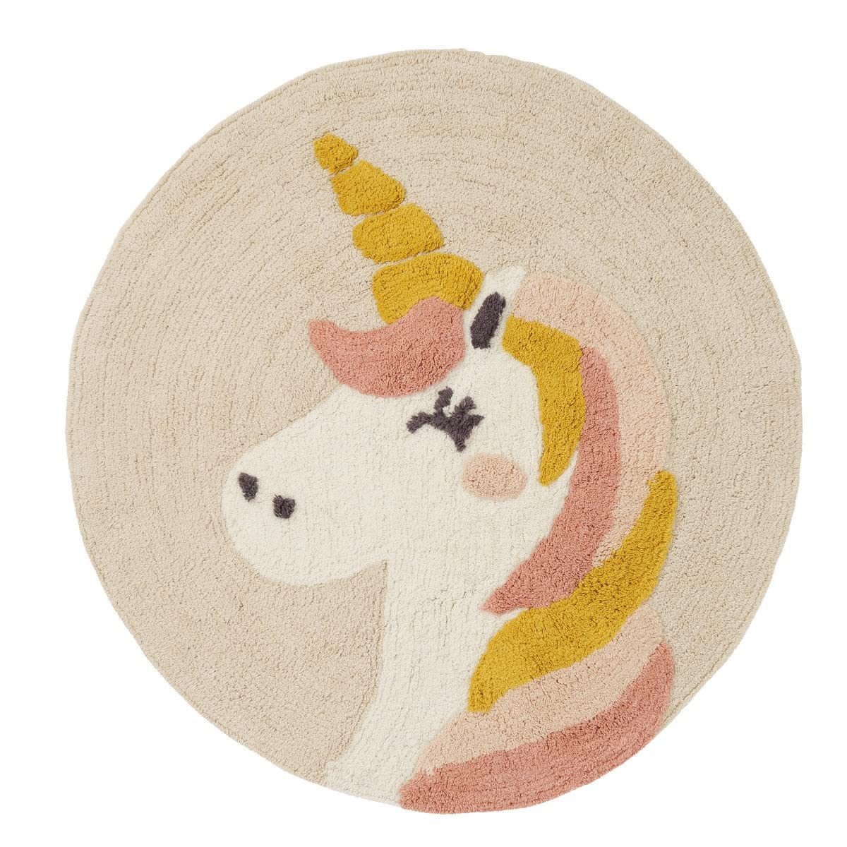 LEVASSEUR Kids Tapis Rond Enfant 70x70cm Licorne Écru