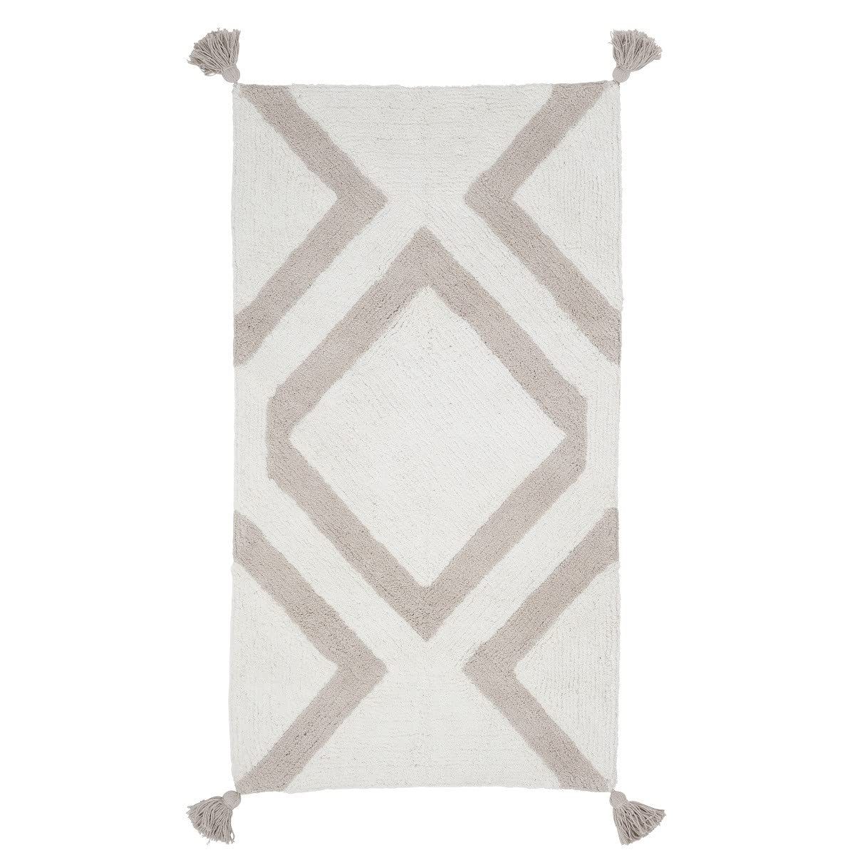 LEVASSEUR Pompons tapis de bain coton écru 60x120cm