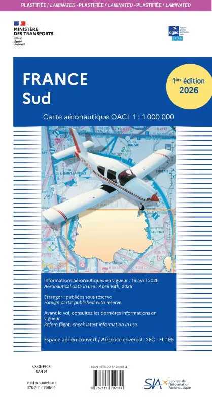 La Boutique du Pilote Cartographie Carte VFR France Sud 2026 plastifiée 1/1 000 000