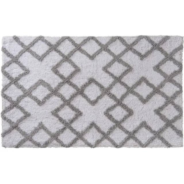 LEVASSEUR Sol Croisy tapis coton blanc 50x80cm losanges