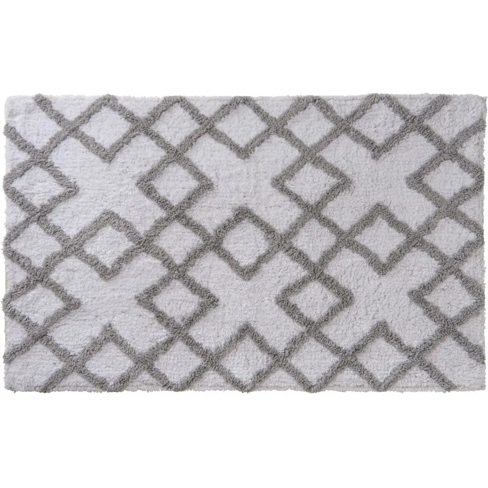 LEVASSEUR Sol Croisy tapis coton blanc 50x80cm losanges