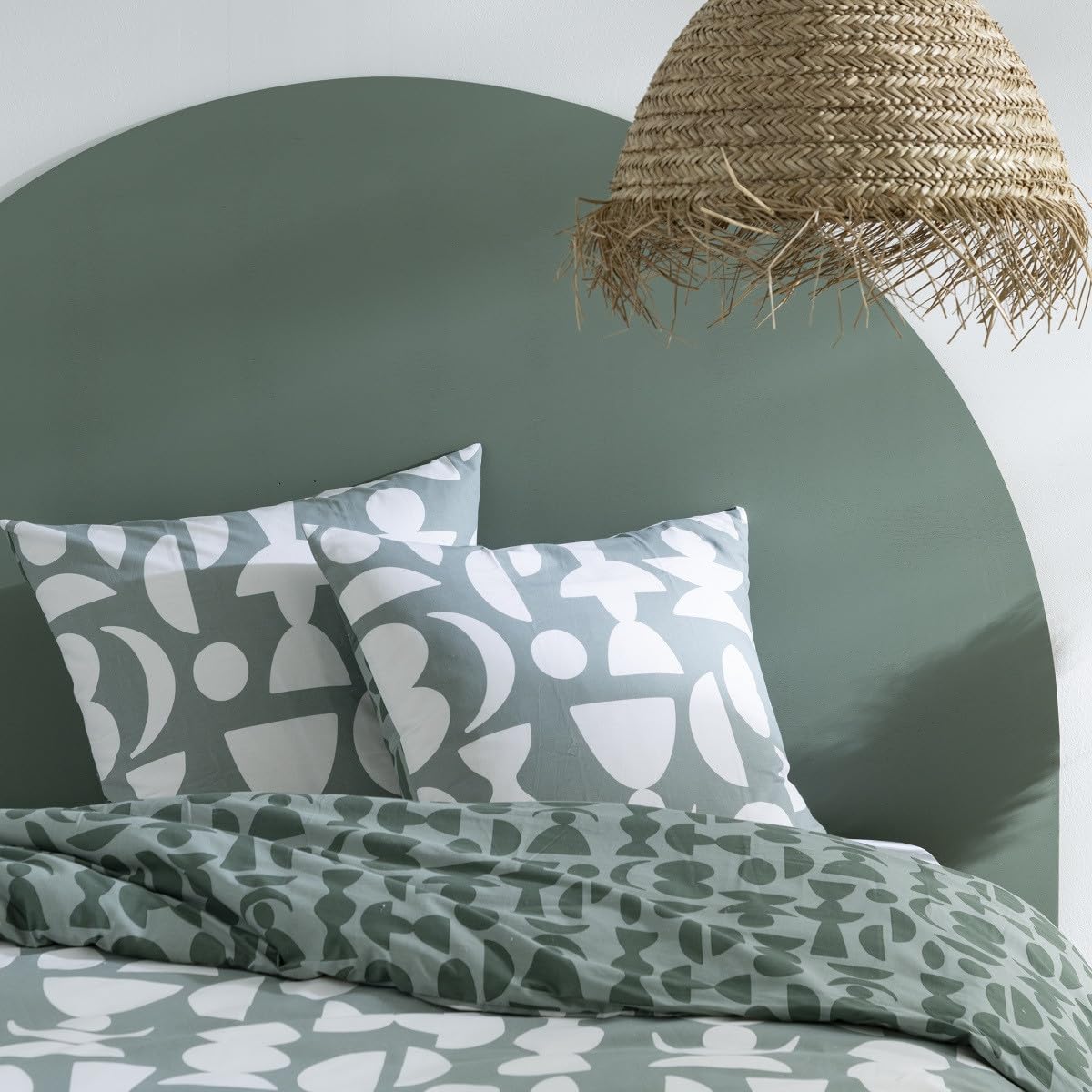 LEVASSEUR Lune parure de lit coton vert 260x240cm
