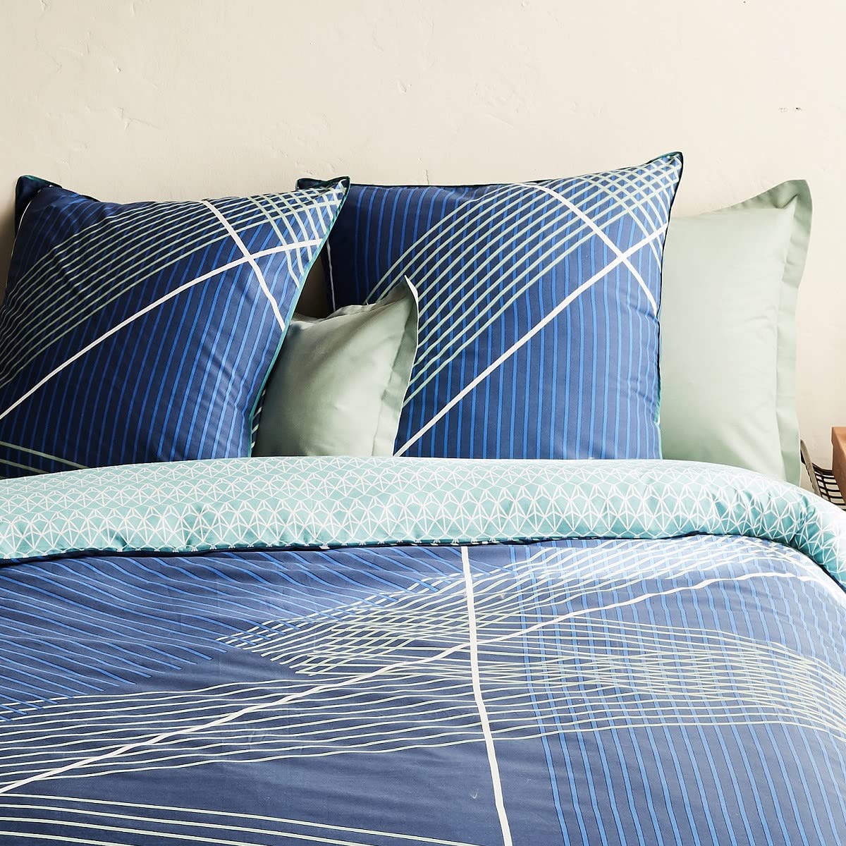 Future Home parure de lit 260x240 bleu coton 57 fils Oeko-Tex