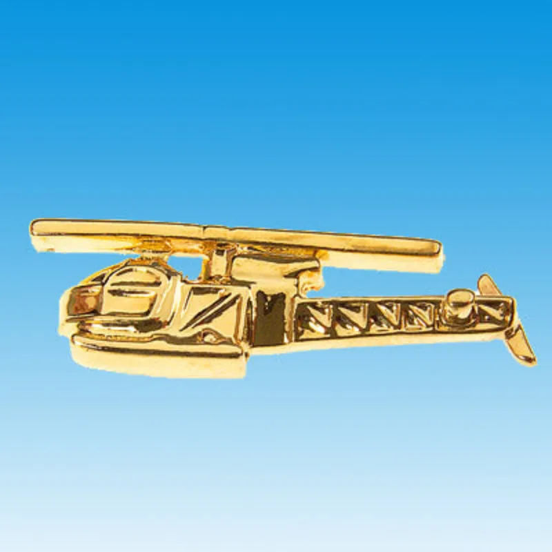 La Boutique du Pilote Alouette II pin's hélicoptère doré 2,5 cm