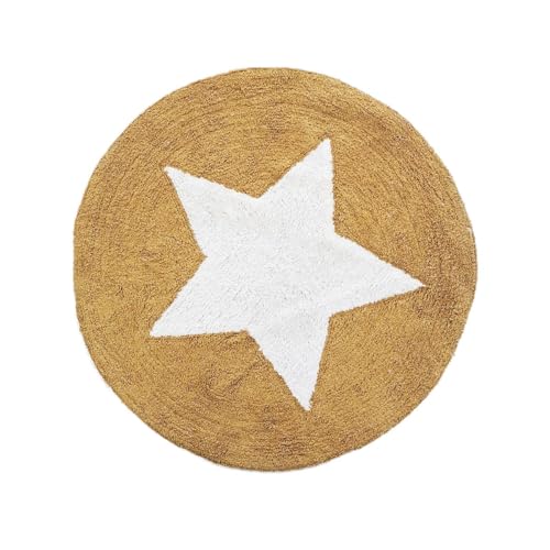 LEVASSEUR Kids tapis enfant rond coton étoile jaune 80x80cm