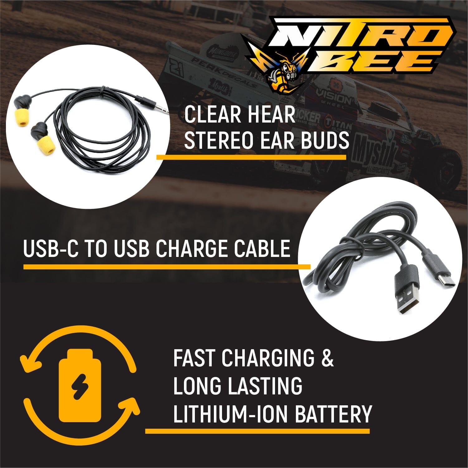 Rugged Air Nitro Bee X récepteur course UHF avec oreillettes