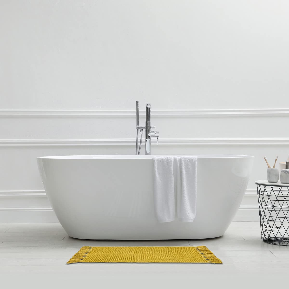 Levasseur Bolero tapis de bain chenille jaune moutarde 50x80cm