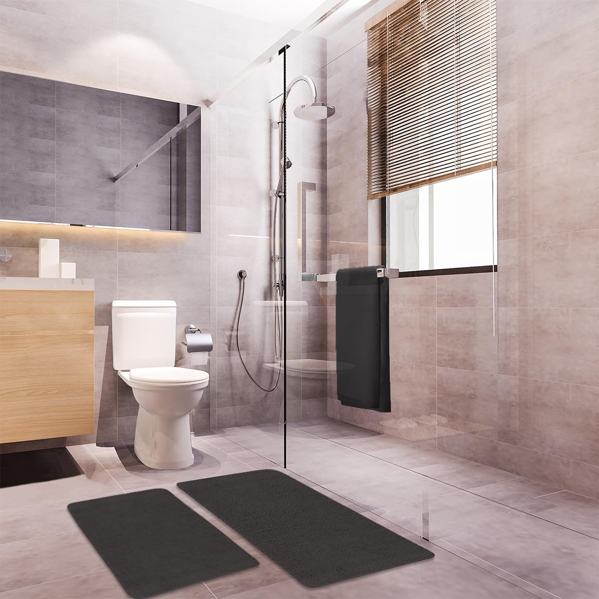 Levasseur Polynésie lot 2 tapis de bain chocolat 60x120 antidrsp