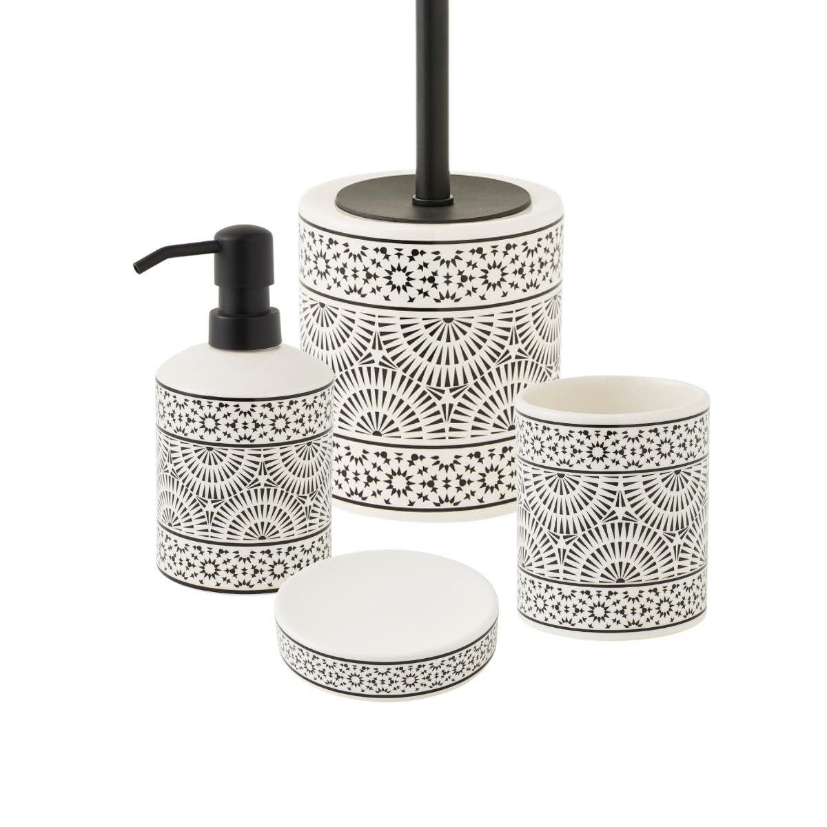 Levasseur Tribu Set Salle de Bain 4 Pièces Porcelaine Noir