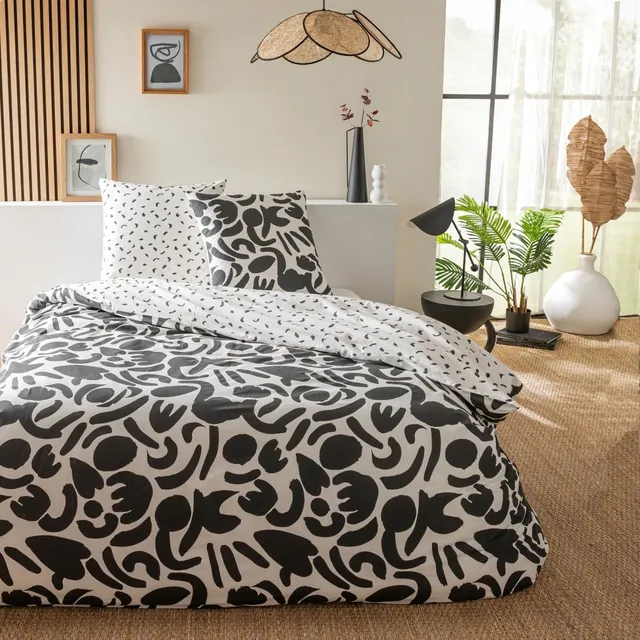 LEVASSEUR Linge de lit Maori parure coton 240x220 noir 57 fils
