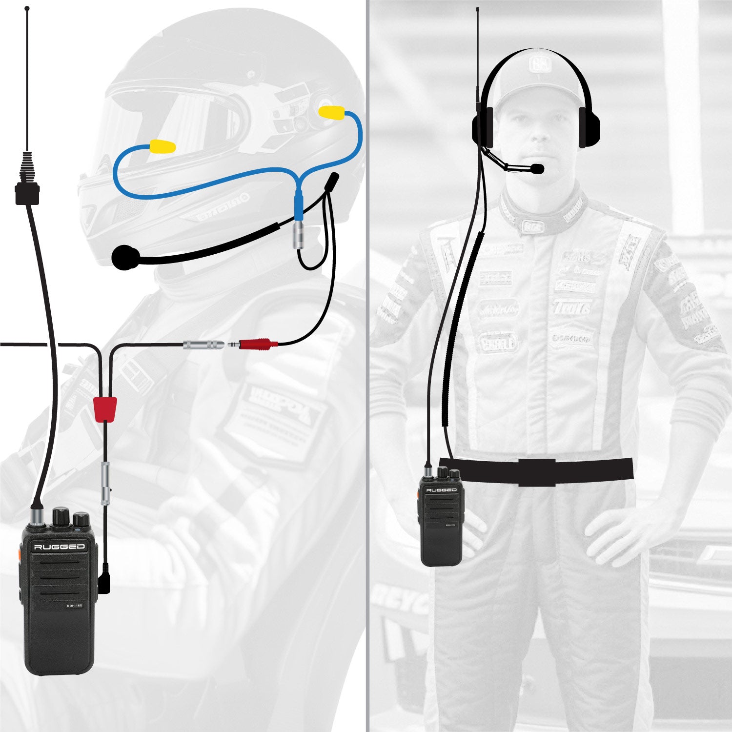Rugged Air RDH16 kit NASCAR intercom long track